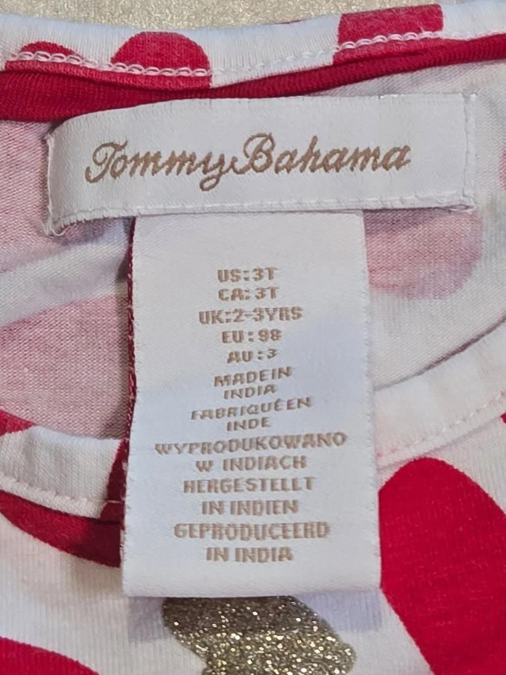 Tommy Bahama Girls 3T Heart Print Peplum Top & Red Leggings Outfit Matching Set